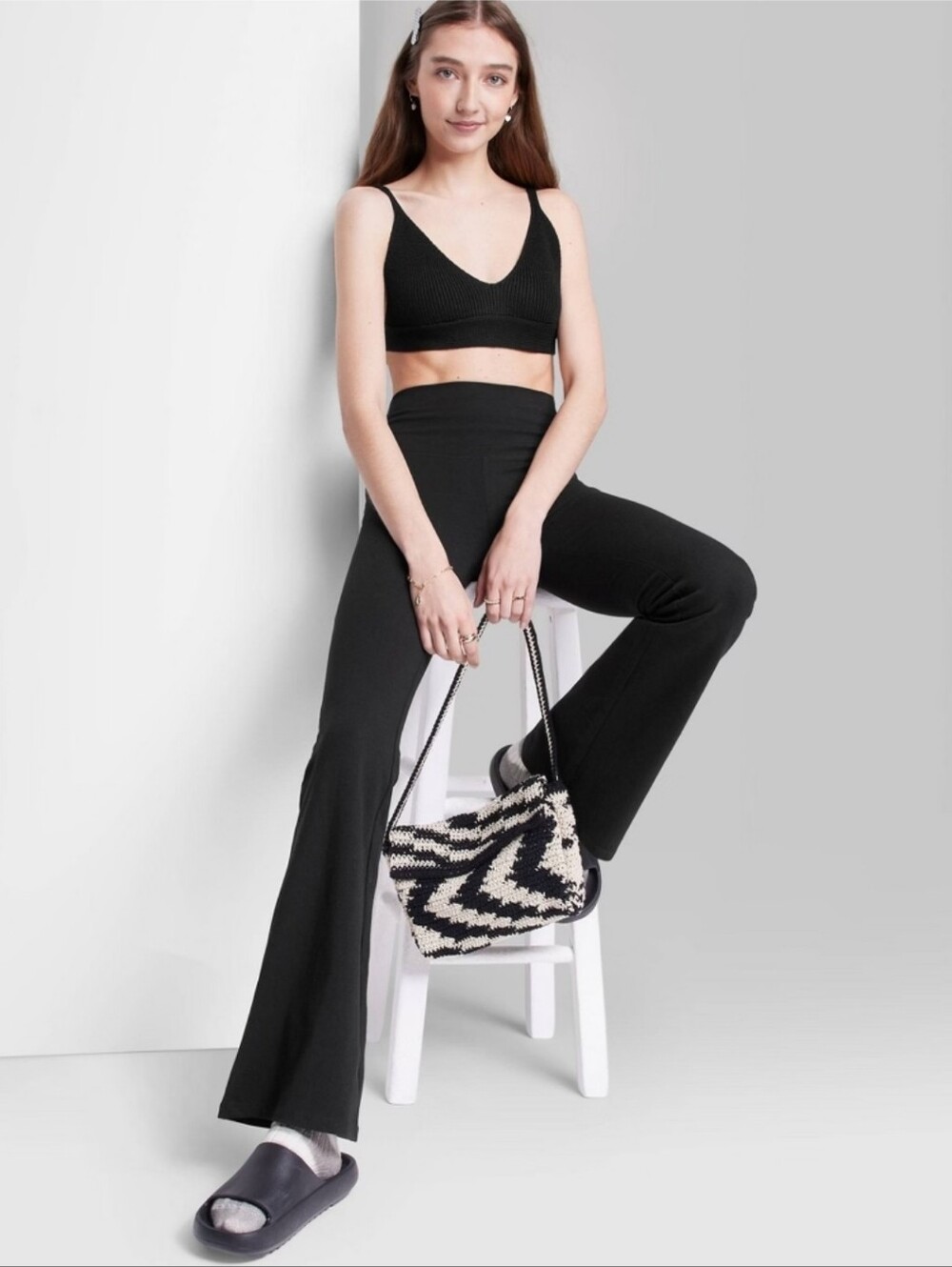 Women's High-Waisted Flare Leggings - Wild Fable Black S